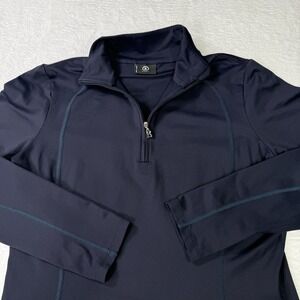 Bogner 1/4 Zip Pullover Womens L Black Performance Base Layer Logo Rhinestones